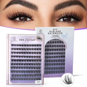 New Design Ultra thin Fiber Soft DIY Cluster Lashes Extensions Segmented Eyelash Extension Purple Box Private Logo Accepted