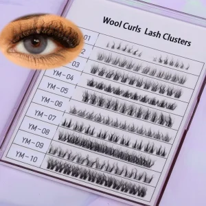 New Design Wool Roll Wavy Lash Clusters Eyelash Natural Looking Wool Curled Lashes