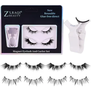 New European American Magnetic Eyelashes Glueless Thick Magnetic Lashes 2 Pairs Portable Magnet False Eyelashes for Daily Makeup