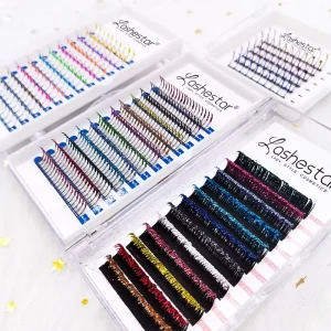 New Fashion Hand Made Glitter Lash Extension Multi Colored Lashes Tray Private Label Eyelash Extensions