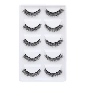 New Fibers 3D Natural False Eyelashes Strip Lashes Black Band Wispy Lashes