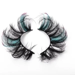 New Handmade 25mm Multi Color Reusable Cruelty Free Synthetic Hair False Eyelashes Black Cotton Band for Eye Makeup