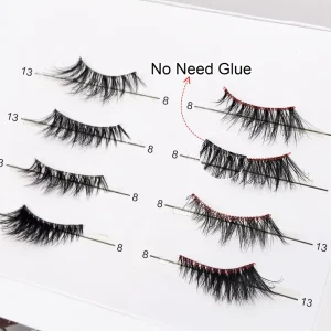 New Handmade Press Cluster Lashes Pre Glue Cat Eye Half Lash Synthetic Hair Lightweight 12 Rows 8-15mm Length High Quality