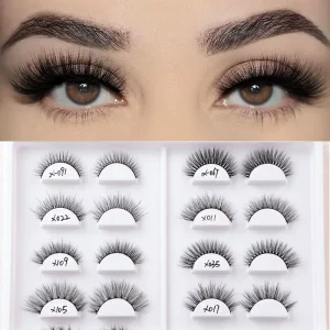 New Invisible Super Thin Fine Band 3D False Eyelashes Bulk Faux Mink Nature Long Full Strip Lashes