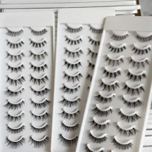 New Material 14mm Natural Handmade Super Fine Clear Band Invisible Lash Band Soft Synthetic Lashes Private Strip Eyelashes