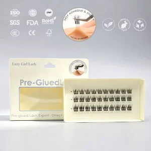 New Model Brown DIY Pre Glued Handmade Silk False Press On Lashes Natural Private Label Mix Cruelty Free 3D