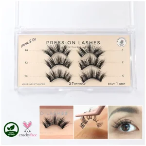 New Plant Fiber Eyelashes Extensions No Glue Need Pre Glued Customized Strip Fluffy Lashes Press On Half Lash