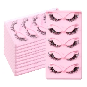 New Popular Festival Styles 5 Pairs Thick Curled Full Strip Eyelashes 8D Effect Faux Mink Strip Lashes Natural Soft Clear Band