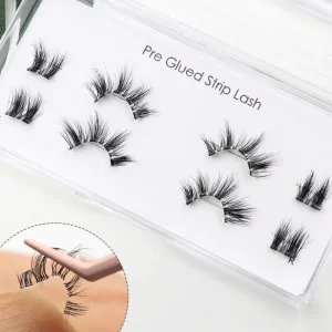 New Pre Glued Plant Fiber Full Strip Eyelashes 5 7 Day Long Lasting Natural Soft Cruelty Free CE Certified Press Half Lash