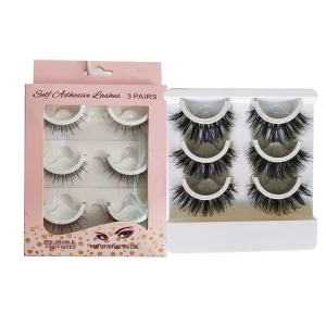 New Private Label Pre Glued Fur False Eyelash Self Adhesive Press on Handmade Lashes Black Cotton Stalk