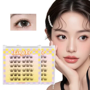 New Series Natural Style False Eyelashes C Curl Cluster Lashes Mixed Length Glue-Free and Liquid Form Makeup Accessory
