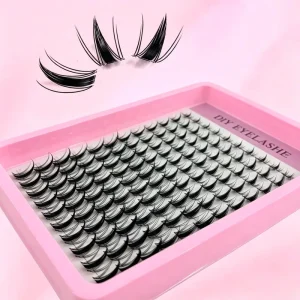 New Spike DIY Lshes Korean Synthetic Fiber False Eyelash Set Black Cotton Stalk with Bonder and Sealer