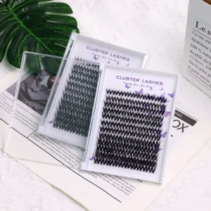 New Style Diy Eyelash Extension 8 Clusters Bonded Individual Lash Thick Fluffy PBT Fiber False Eyelash Black Cotton Band