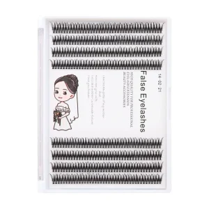 New Style Fishtail Combination 0.07 Thickness Long Stem 14mm Dark Black Premade Fan Lashes Natural