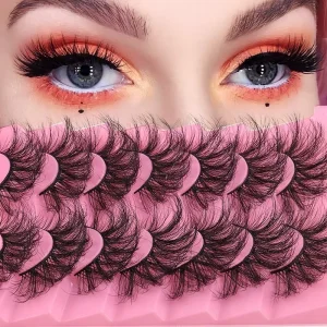 New Thick Black European American Frizzy Messy False Eyelashes Seven Pairs Three Dimensional Curled for Paired Eyelashes