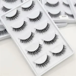 New Trend 5D Faux Mink Eyelashes Korea Pbt Fiber Superfine Invisible Silk Clear Band Fluffy Wispy Faux Mink Lashes