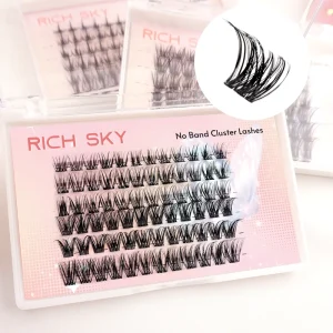 No Band Synthetic Hair Luxury Eyelash Cluster Private Label Lash Clusters with 4 Rows and 8mm 25mm Length