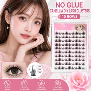 No Glue Camellia Lash Clusters Self-Adhesive DIY Eyelash Extensions Natural Wispy Fluffy 10 Rows