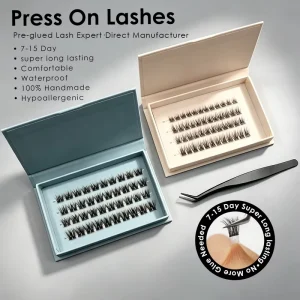 No Glue Cluster Lashes Press on Cluster Lash Glueless False Eyelashes Waterproof 7 15 Days Long Lasting CE CPSR Custom Packaging