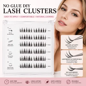 No Glue DIY Lash Clusters Self Adhesive Press on Eyelash Extensions Natural Fluffy Reusable