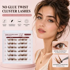 No Glue DIY Lash Clusters Self Adhesive Press on Eyelash Extensions Natural Fluffy Reusable