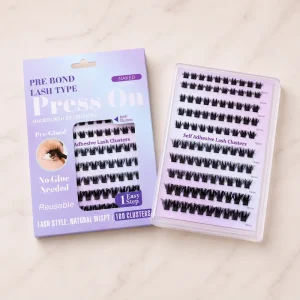 No Glue Eyelash Clusters Handmade DIY Home Application Glue Free Self Stick Design Custom Packaging Vendor with Custom Packaging