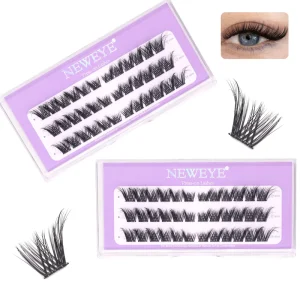 No Glue Eyelash Extensions Press on Lashes Brown 36 Clusters DIY Lash Extension Mix 8-14mm Self-adhesive Cluster Lashes