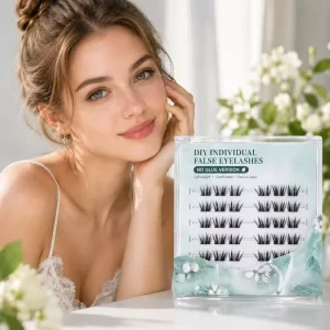 No Glue Handmade DIY Individual False Eyelashes Self Adhesive Lash Clusters Natural Upper Lower Lashes Reusable Black