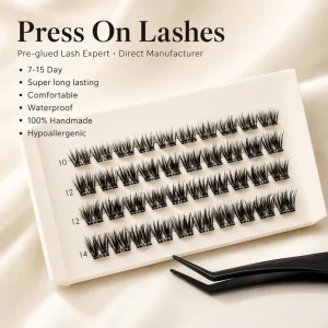 No Glue Lash Clusters Glue-Free Press-On Style Supplier 7-15 Day Hold 100% Handmade Dense Fluffy Volume DIY Makeup
