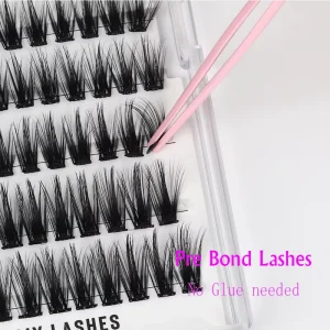 No Glue Needed Adhesive Cluster Lashes Pre Bond Technology Press On Lashes Long Lasting Superfine Band Segment Lash