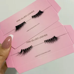 No Glue Needed Half Eyelashes Bulk Order Strong Hold Press on Eyelashes Custom Packaging Clear Band Pre glued Half Lashes