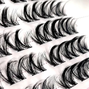 No Glue Needed Handmade Reusable Dramatic Full Strip False Lashes 12 Rows Individual Press On Extension Easy to Apply & Remove