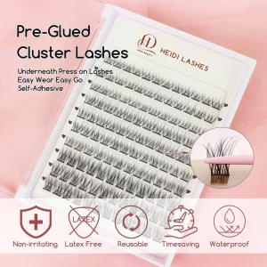 No Glue Needed Natural Sticky Pre Glued Cluster Lashes Long Lasting Self Adhesive Eyelashes