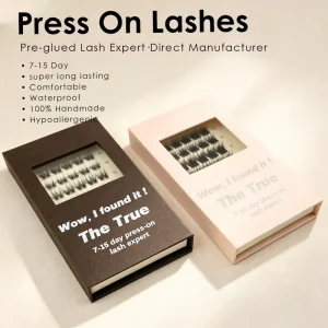 No Glue Needed Press on Lashes 100% Handmade Waterproof DIY Lash Clusters Pre glued Self Adhesive Lashes 7-15 Days Long Wear EU