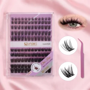 No Glue Needed Self Adhesive Cluster Lashes Hybrid Style Press on Eyelashes Extension Pre Glued Segmented Lash Kit