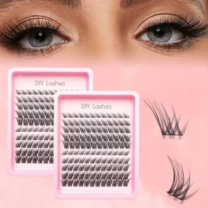No Glue Needed Self Adhesive Press on Cluster Lashes Pre Cut Pre Bond Handmade Segment Eyelash Extensions