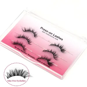 No Glue Needed Synthetic Hair Cruelty Free Half Eyelashes Private Label Invisible Band Natural Pre glued Press on Lashes