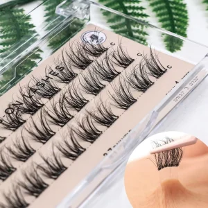 No Glue Pre Bond CDL Curl Self Adhesive Black Brown Press on Cluster DIY Segment Eyelashes Kit