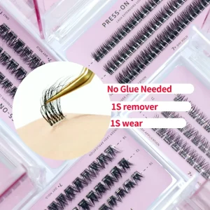 No Glue Required 3D Segment Dramatic Full Strip False Cluster Eyelashes Extension Reusable Self Adhesive Individual Lashes