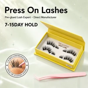 No Glue Reusable Self Stick Full Strip Luxury Eyelash Handmade Magnetic Cluster Lashes Easy Apply Cruelty Free False Eyelashes