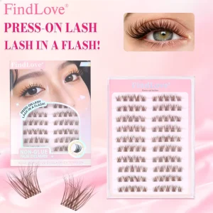 No Glue Self Adhesive Cluster Lashes 0.07mm D Curl Natural Brown Handmade Pre Cut Eyelash 100 Clusters Private Label