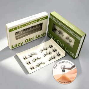 No Glue Self Adhesive Natural Cluster False Eyelashes Pre Glued Press On PBT Material Cruelty Free Glow In The Dark