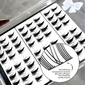 No Glue Self Stick Eyelash Clusters Naughty Elf Style Manga Lashes Reusable Self Adhesive Lash Segments with Built In Liner