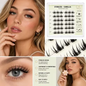 No Glue Stemless Lash Clusters Camellia Style Natural Wispy False Eyelashes