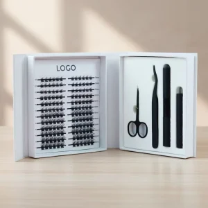 No Kinks Tapered Tips Natural Transparent Eyelash Stalks Double Lash Fibers Cluster Lash Custom Logo Segment Cluster