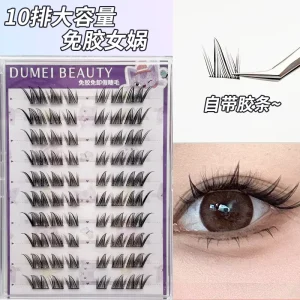 No Need Glue Fox Eye Effect Fluffy False Eyelashes Self-adhesive Reusable DIY Segmented Thick Winged Lash Extension Daily Use
