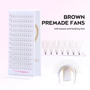 No Residue Professional Soft Matte Chocolate High Density Volume B C Cc Brown Premade Fans Eyelashes 8 20mm