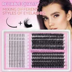 OEM Brand Handmade Spike Cluster Lashes ZH22 Model 20 Rows Bottom Individual Mix Natural Black PBT DIY Lash Kit Dense