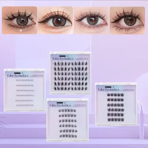 OEM Bulk Comfortable High Quality Synthetic Pre Glued Lashes DIY Self Adhesive Press on Cluster Waterproof Reusable Eyelashes
