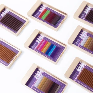 OEM Colored Easy Fan Volume Eyelash Extensions Color Lashes Supplies 0.07mm D Curl Mix Trays
